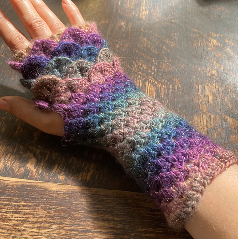 Muted Rainbow Crocheted Gloves