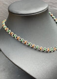 Green and Bronze Barrel Chainmaille Necklace