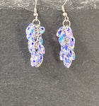 Purple Lined Crystal Chainmaille Beaded Earrings