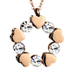 Rose Gold & Cubic Zirconia Hearts Necklace