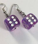 Purple Sparkly Dice Earrings