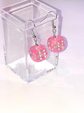 Pink Sparkly Dice Earrings