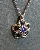 Captured Purple Crystal Chainmaille Pendant