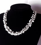 Beaded Chainmaille Necklace with White Pearl Beads