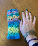 Kids Fingerless Dragon Scale Gloves in Unicorn Mix, Ages 5-10
