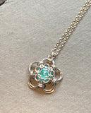 Ocean Blue Captured Crystal Necklace