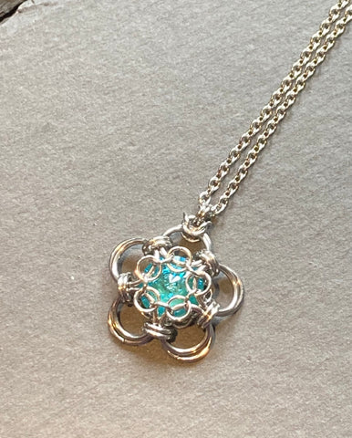 Ocean Blue Captured Crystal Necklace
