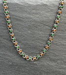 Green and Bronze Barrel Chainmaille Necklace