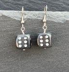 Black Sparkly Dice Earrings