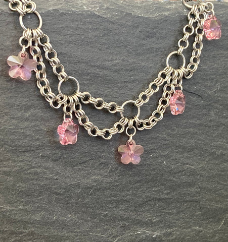 Chainmaille Anklet with Swarovski Crystals