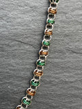 Green and Bronze Barrel Chainmaille Necklace