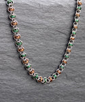 Green and Bronze Barrel Chainmaille Necklace