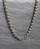Green and Bronze Barrel Chainmaille Necklace