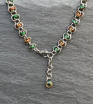 Green and Bronze Barrel Chainmaille Necklace