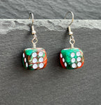 Christmas Red and Green Dice Earrings