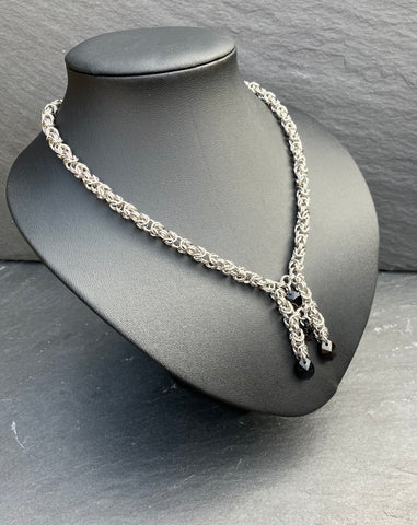 Byzantine Chainmaille Ladder Necklace with Austrian Crystals