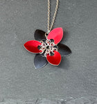 Red and Black Scale Flower Necklace