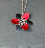 Red and Black Scale Flower Necklace