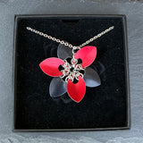 Red and Black Scale Flower Necklace