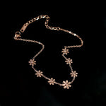 Rose Gold Plated Stainless Steel Stylish Link Chain Daisy Flower Anklet 