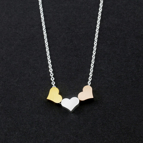 Stainless Steel Stylish Silver Tone Triple Heart Necklace