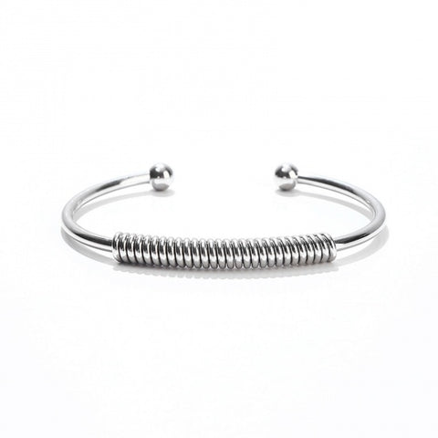 Stainless Steel Wire Wrapped Open Cuff Bangle