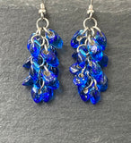 Silver Lined Blue Chainmaille Miyuki Beaded Earrings