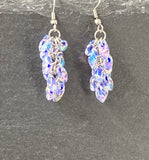 Purple Lined Crystal Chainmaille Beaded Earrings