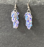 Purple Lined Crystal Chainmaille Beaded Earrings