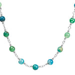 Faceted Natural Agate Stone Stainless Steel Necklace