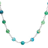 Faceted Natural Agate Stone Stainless Steel Necklace