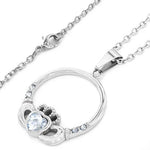 Crystal Heart Claddagh Pendant Necklace