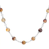 Faceted Natural Agate Stone Stainless Steel Necklace