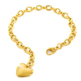 Gold Plated Stainless Steel Heart Charm Bracelet
