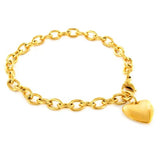 Gold Plated Stainless Steel Heart Charm Bracelet