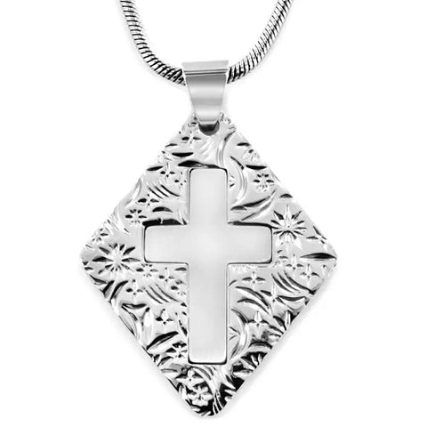 Laser-Cut Cross Diamond Shaped Necklace