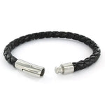 Men's Stainless Steel Braided Leatherette Bracelet