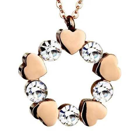 Rose Gold & Cubic Zirconia Hearts Necklace