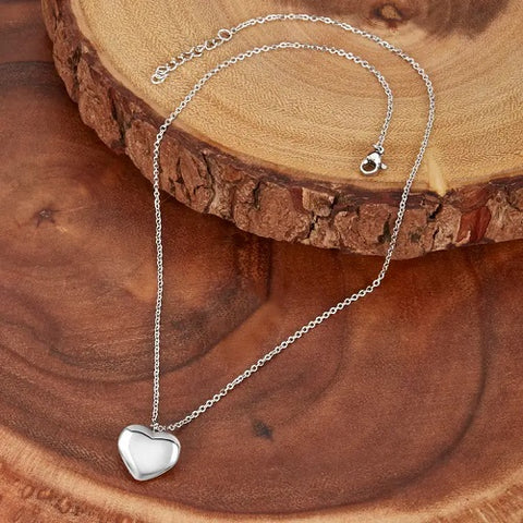 Polished Stainless Steel Heart Shaped Necklace