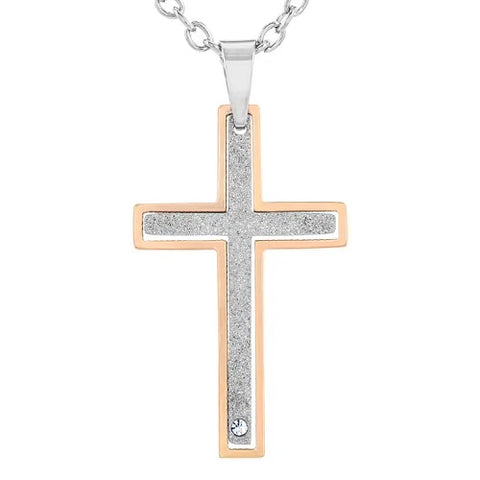 Two Tone Stainless Steel 2-Piece Cross Pendant