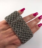 Chainmaille cuff, Chunky helm maille bracelet, hypoallergenic gift for goth