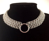 Chunky helm maille choker, durable stainless steel chainmail collar, hypoallergenic helm collar for subs