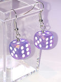 Purple Sparkly Dice Earrings