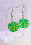 Green Sparkly Dice Earrings