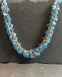 Beaded Chainmaille Necklace in Purple Lined Aqua