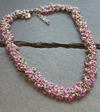 Pink Beaded Shaggy Chainmaille Necklace