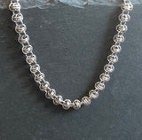 Stainless steel barrel chain necklace, silver chain. unisex chainmaille necklace