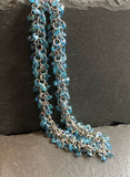 Beaded Chainmaille Necklace in Purple Lined Aqua