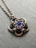 Captured Purple Crystal Chainmaille Pendant