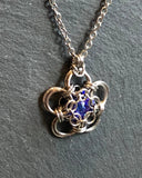 Captured Purple Crystal Chainmaille Pendant
